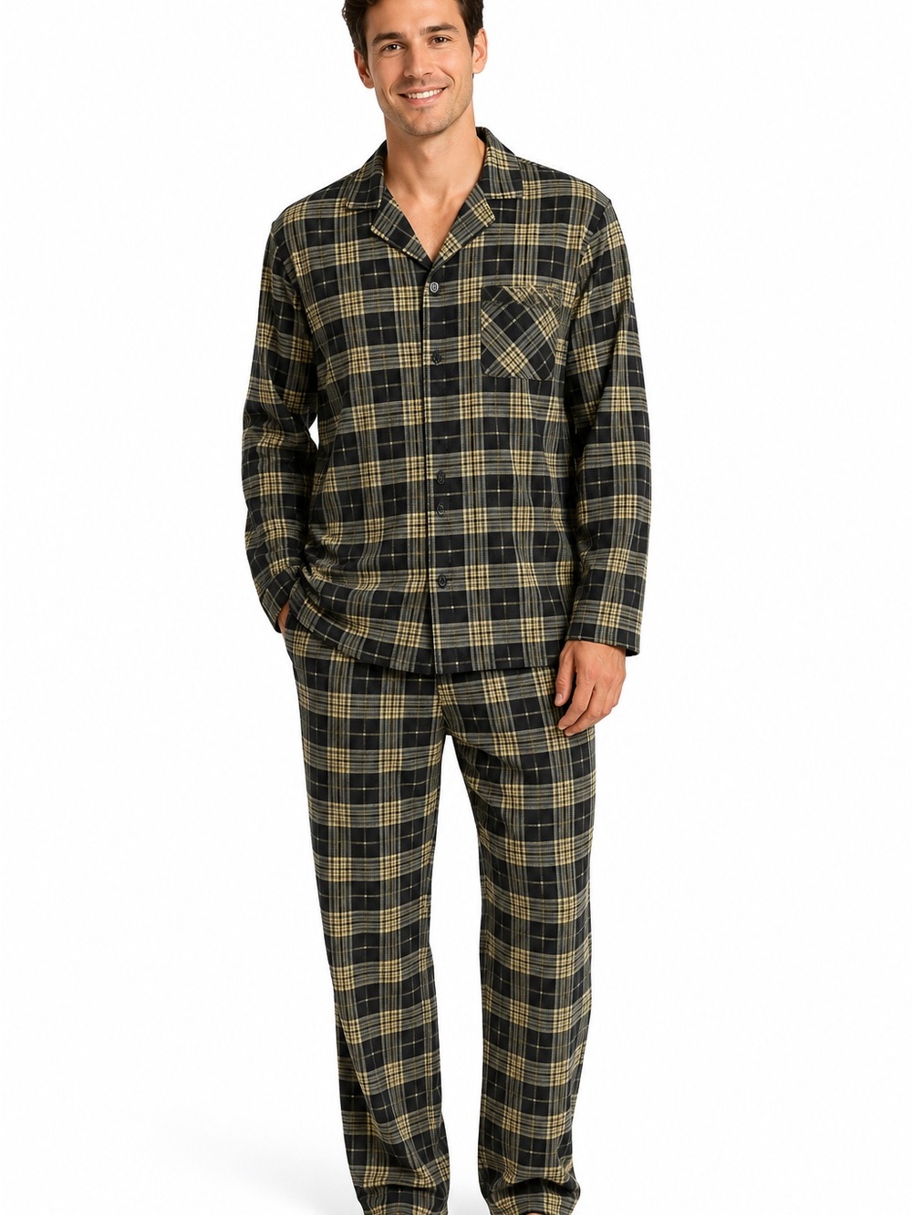 NWT Comfort Zone Men’s Pajama Set in Taupe/Black